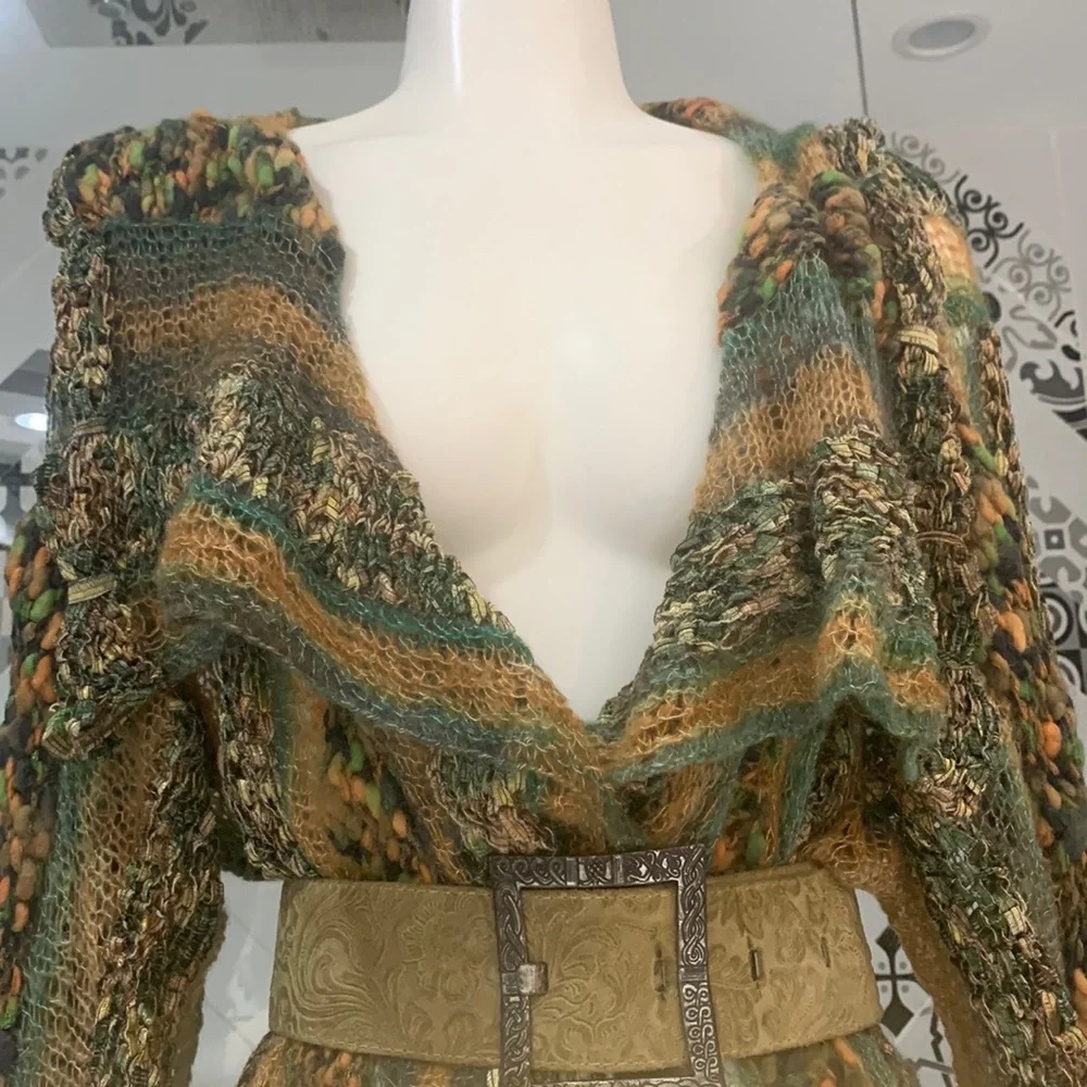 KNITTED BY ME🌺OOAK🌺Handmade Cardigan with Hat - Picture 5 of 17